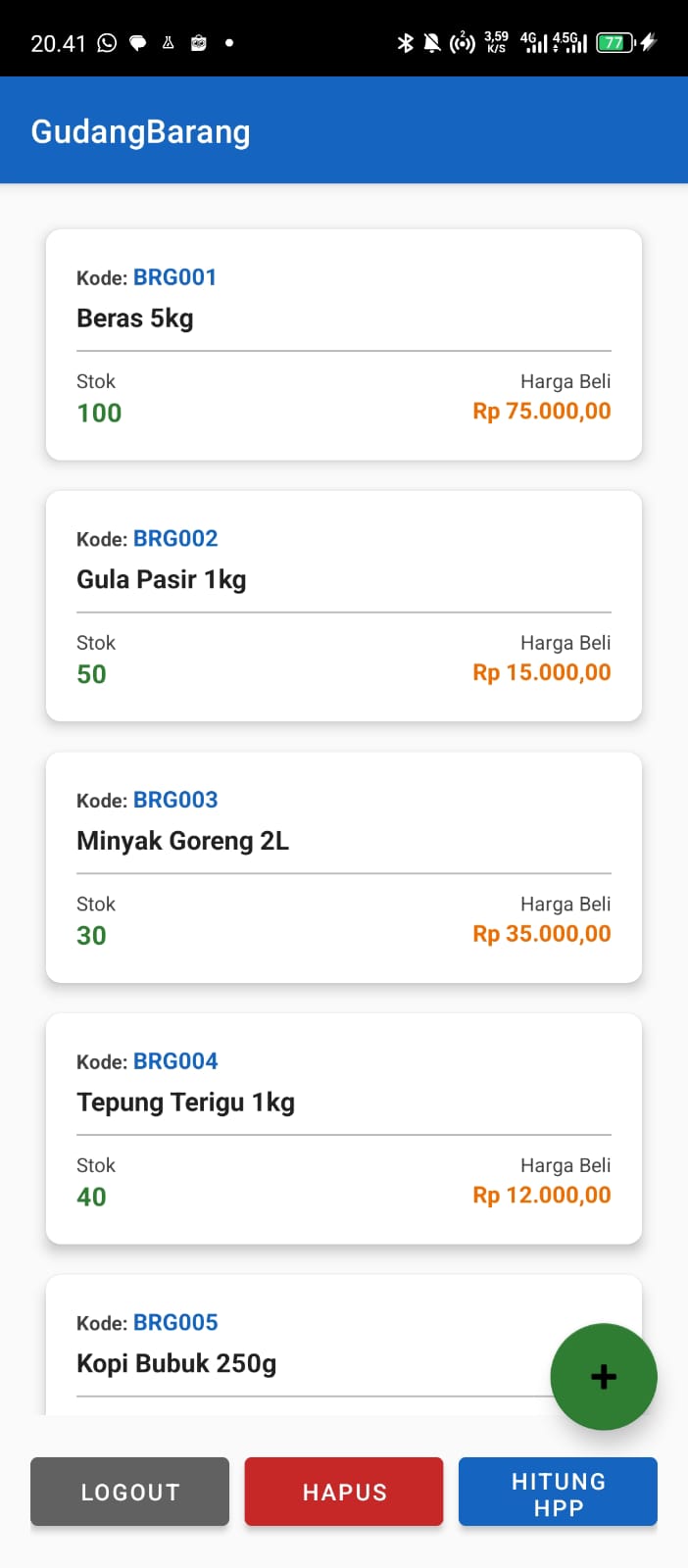 Aplikasi Manajemen Stok berbasis Android